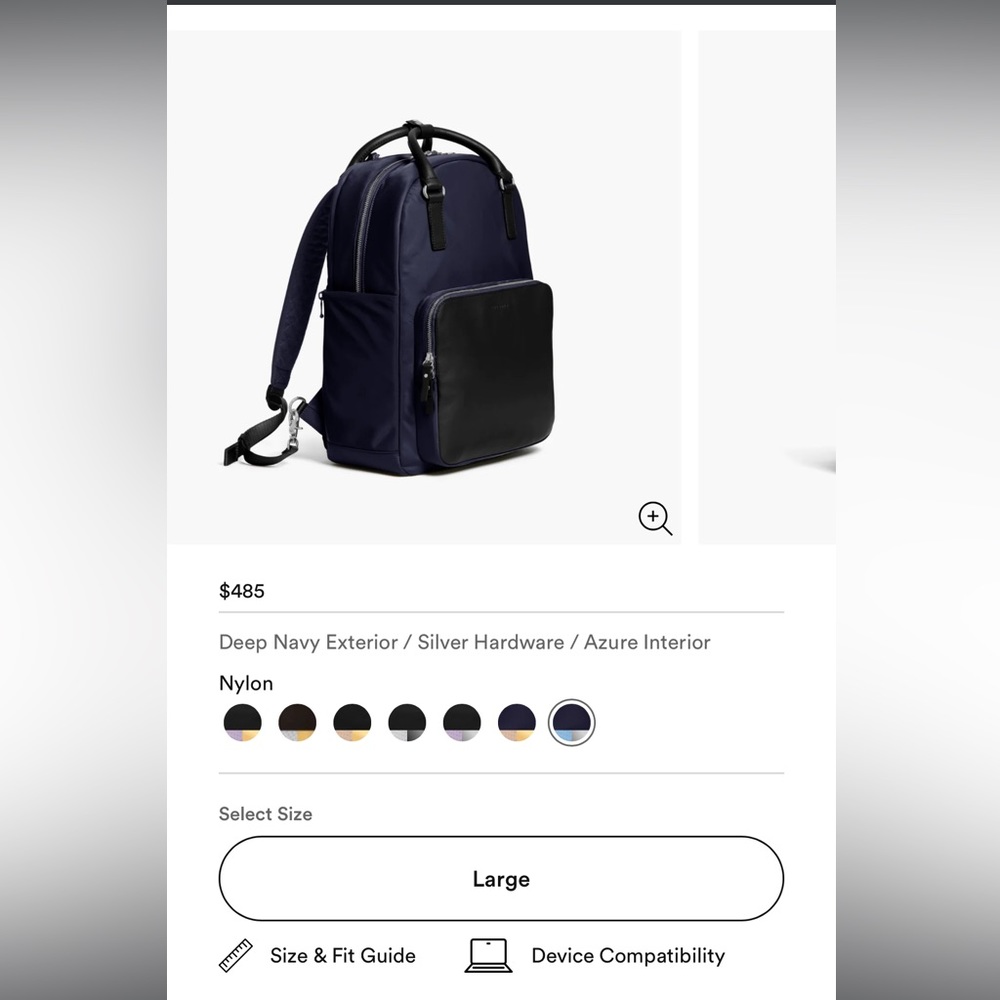 Lo & sons Rowledge backpack deep navy/silver/azure nylon